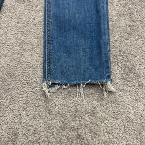 Zara High Waist Skinny Denim Jeans Womens 4 Sunrise Blue Distressed Hem 24x28 - Picture 3 of 15
